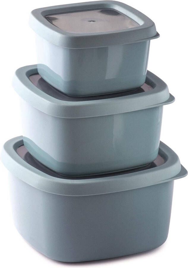 Aromabox Set van 3 luchtdichte voedselcontainers 0 5L 1L 1 5L 3 voedselbewaarcontainers met plastic deksels | 0% BPA