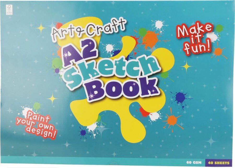 Art and Craft schetsboek tekenboek kleurboek schetsblok A2 formaat wit papier 40 vellen tekenpapier 42 x 59 cm