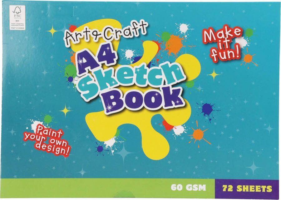 Art and Craft schetsboek tekenboek kleurboek schetsblok A4 formaat wit papier 72 vellen tekenpapier 30 x 21 cm