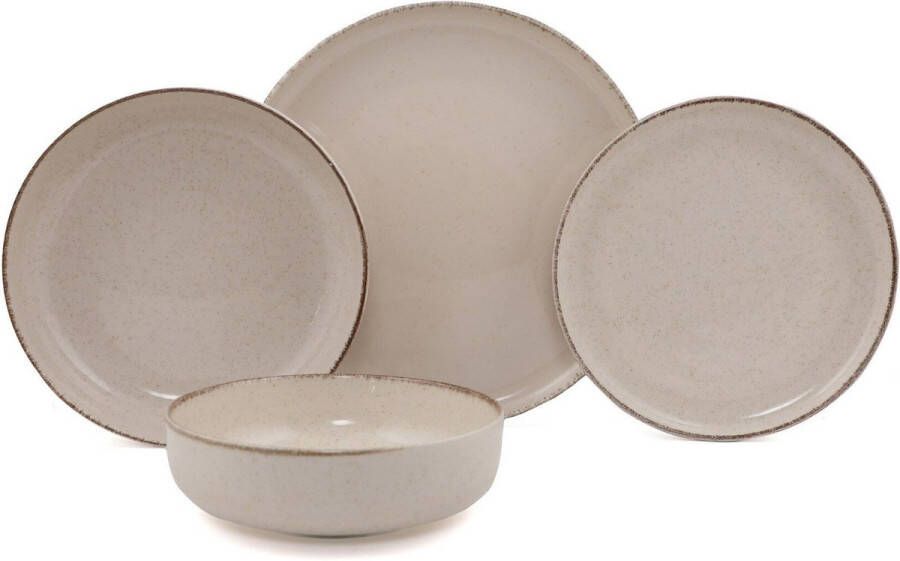 Asir Serviesset Dinerset (16 stuks) Room 24x24 Serveerbord: 24 cm (4 stuks) Dessertbord: 21 cm (4 stuks) Bord: 20 cm (4 stuks) Kom: 15 cm (4 stuks) Vaatwasserbestendig Microgolfoven veilig 100% PORSELEIN