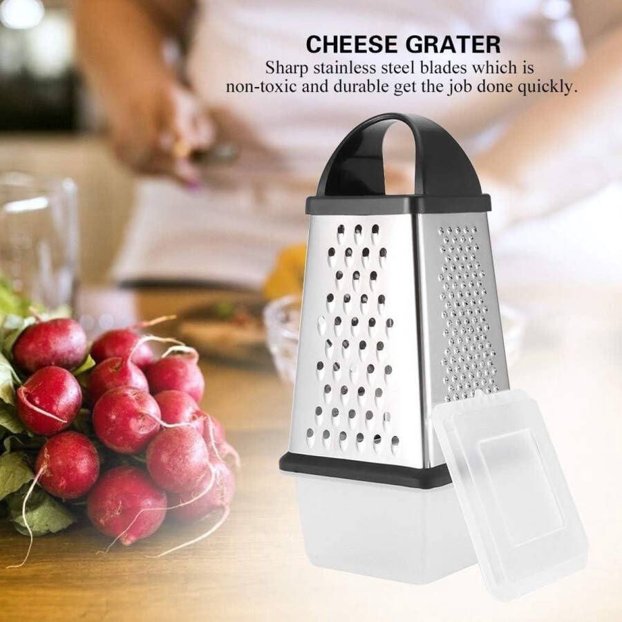Ass with Holder 4-Sided Large Cheese Grater- Metal Hand Grater Slicer for Vegetables and Potatoes