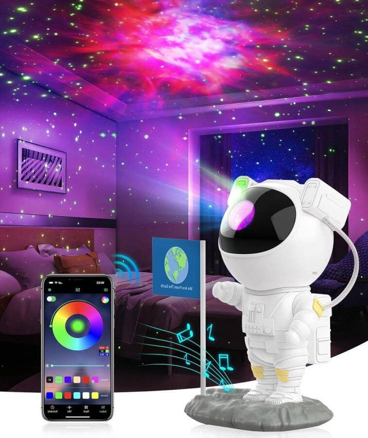Astronaut-projector sterrenhemel doe-het-zelf 256 RGB Nebula-projector met app-bediening en bluetooth-luidspreker nachtlampje projector voor kinderen en volwassenen Nachtlampje volwassenen