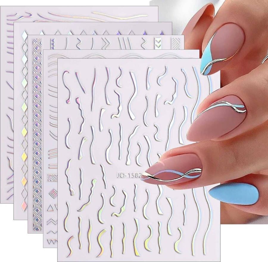 Aurora Holografisch Nail Art Sticker 12 Vellen Nagelsticker Zelfklevende Nagel Decoratie