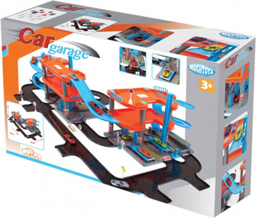 Merkloos Sans marque Garage Speelgoed Groot Parkeergarage Groot 130x82x30 5 cm Oranje Blauw Garage speelgoed