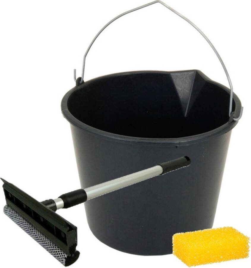 Auto ramen wassen schoonmaken pakket speciale insecten spons emmer 20 Liter raamtrekker 20 cm