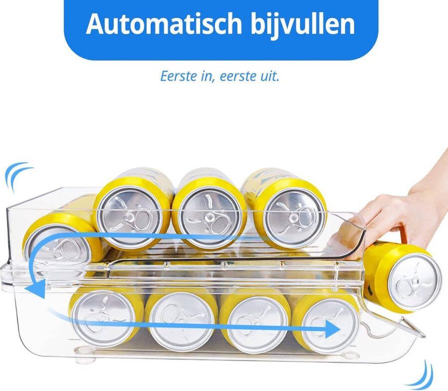 Auto-scrollen Bierblikjes dispenser koelkastorganizer opbergdoos keuken kastorganizer keuken groot voor bier blikjes frisdrank (groter voor 0 5 liter bier)