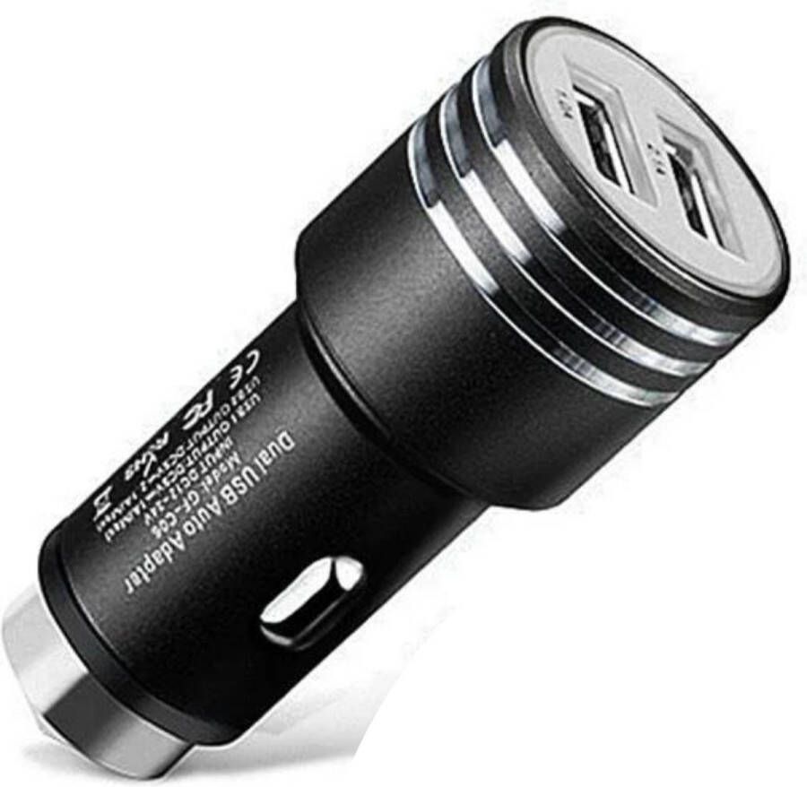 Autolader USB autolader 2 poorten Auto lader Auto oplader USB Zwart