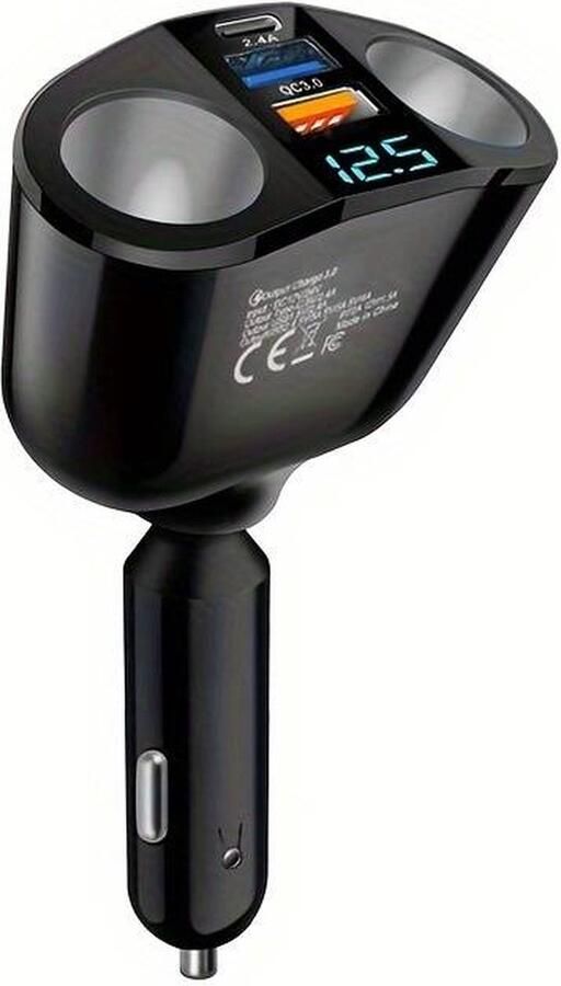 Autolader Voedingsadapter Auto Verloop Snel Opladen 12 24 Volt Dubbele USB+PD Poort Autotelefoonlader Geschikt Voor Meerdere Telefoonmodellen Sigaretten Aansteker