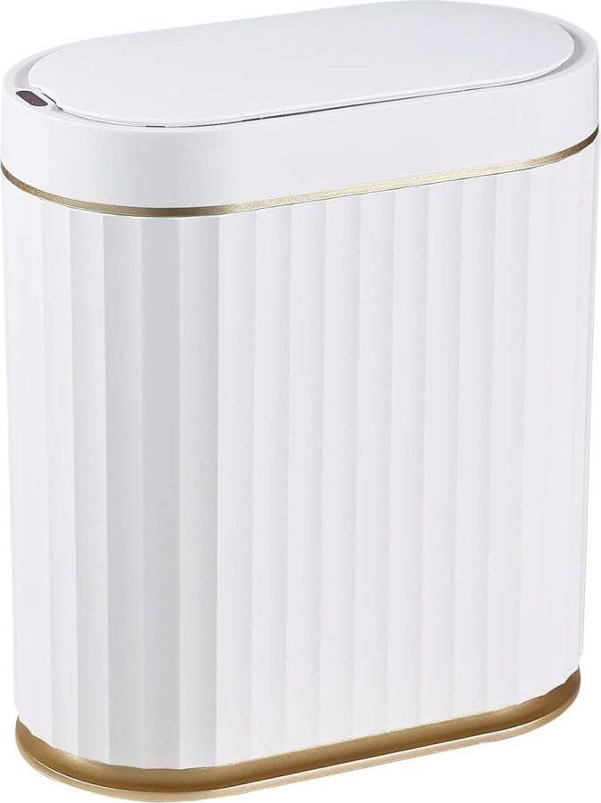 Automatische Badkamerbak met deksel – 8L sensorprullenbak Slanke Plastic Prullenbak Waterdichte automatische bak voor slaapkamer Badkamer Keuken Kantoor