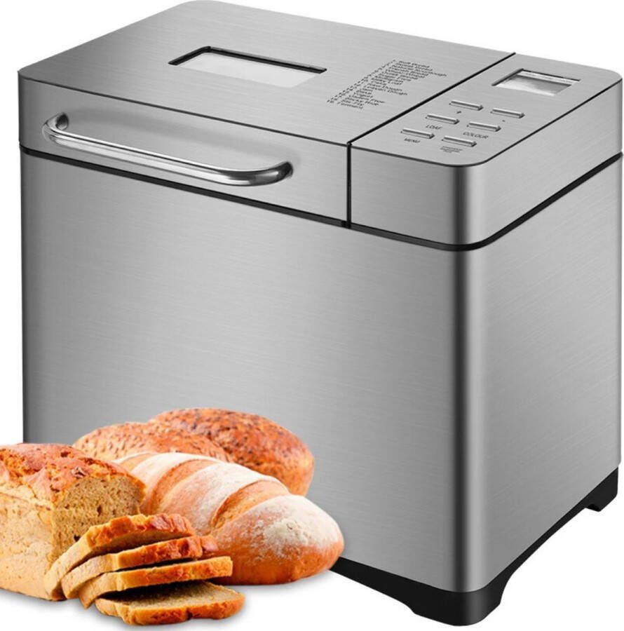 GUTEC Automatische Broodbakmachine 19 in 1 Deegmachine Kneedmachine 650W Deegmixer & Deeghaak Broodmachine 19 Programma's 3 Broodkleuren & Maten Met Automatische Fruitverspreider + Extra Receptenboek