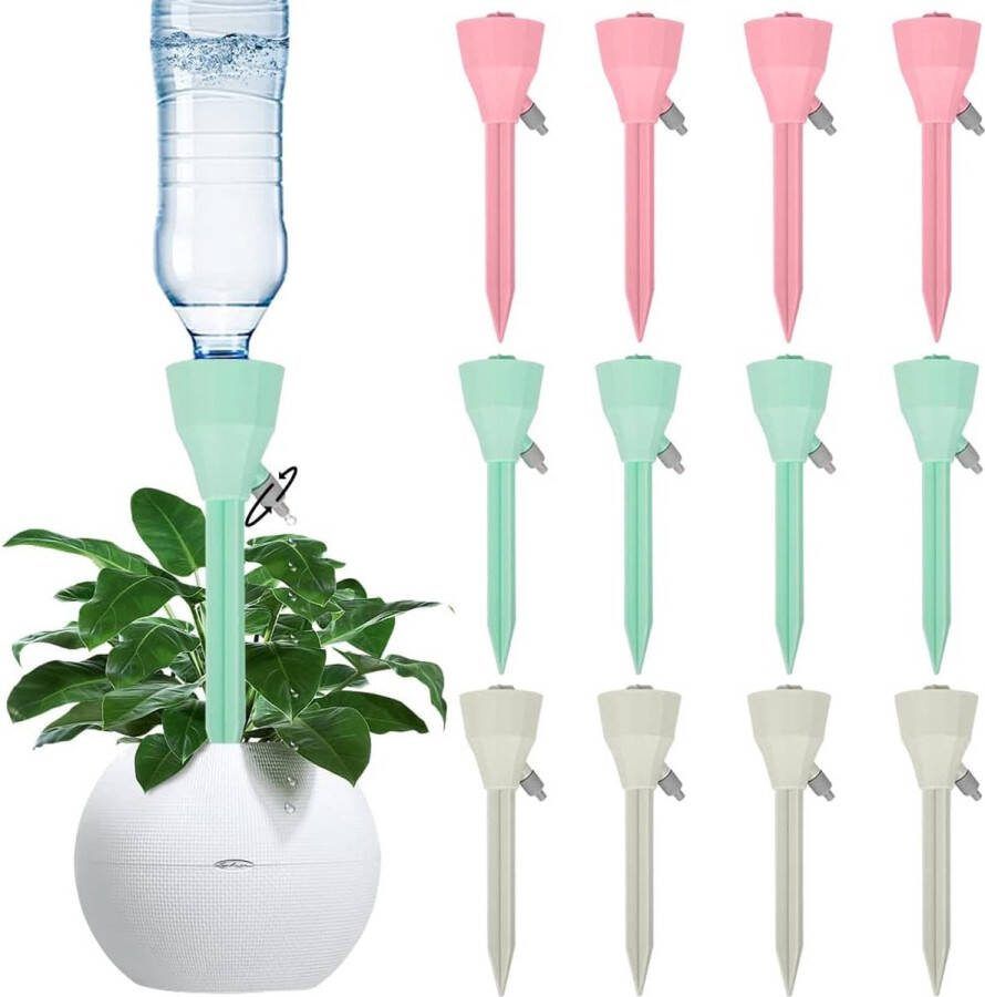 Automatische irrigatieset 12 stuks instelbaar irrigatiesysteem tuin voor planten irrigatie kamerplanten met langzame bloemen druppelirrigatie geschikt voor potplanten