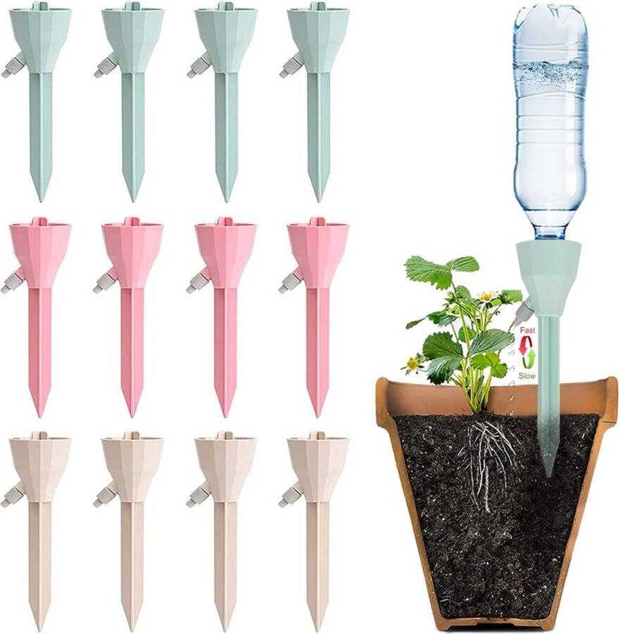 Automatische irrigatieset 12 stuks instelbaar irrigatiesysteem waterdispenser planten druppelirrigatie voor potplanten tuinplanten geschikt voor tuinplanten bloemen irrigatie