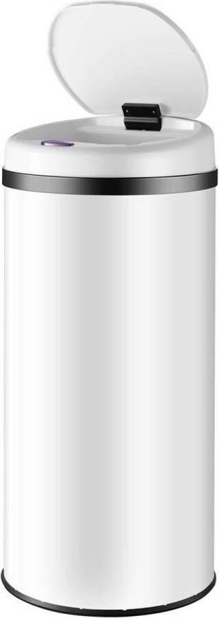 Automatische Prullenbak Met Sensor 50l Rond Ø31x78cm LED-display USB-kabel Waterdicht Wit Grote Capaciteit vuilnisbak 60 liter