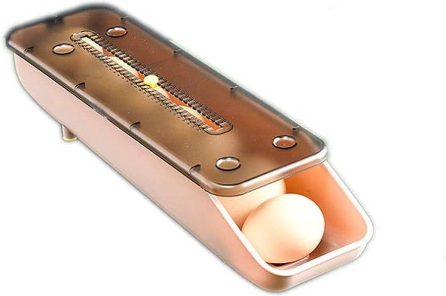 Automatische rollen eierbox dispenser koelkast roze eierhouder voor de huis