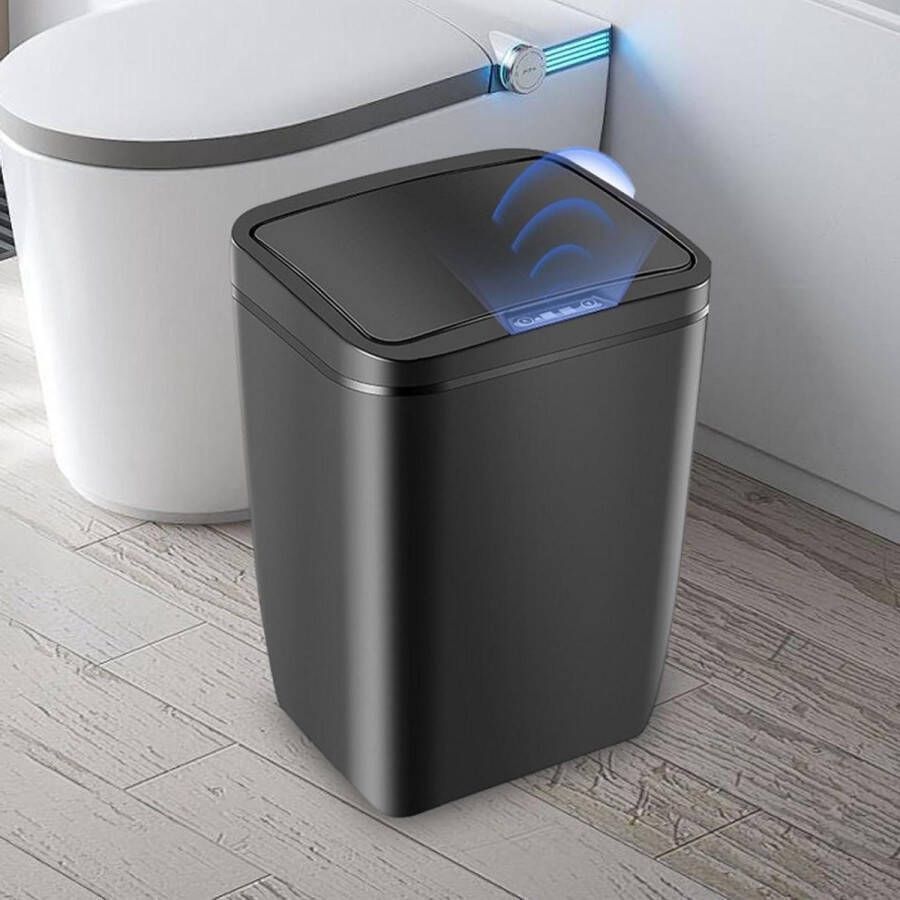 Automatische vuilnisemmer met sensor 12 l slimme sensor deksel badkamer en kantoren batterijen niet inbegrepen zwart