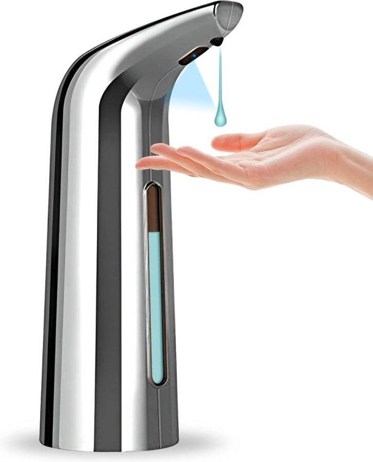 Automatische Zeepdispenser Infraroodsensor 400ml 21.4x7x11.6 cm Automatische Inductie Universeel Waterdicht No Touch Sensor voor Badkamer Toilet Keuken Zilver