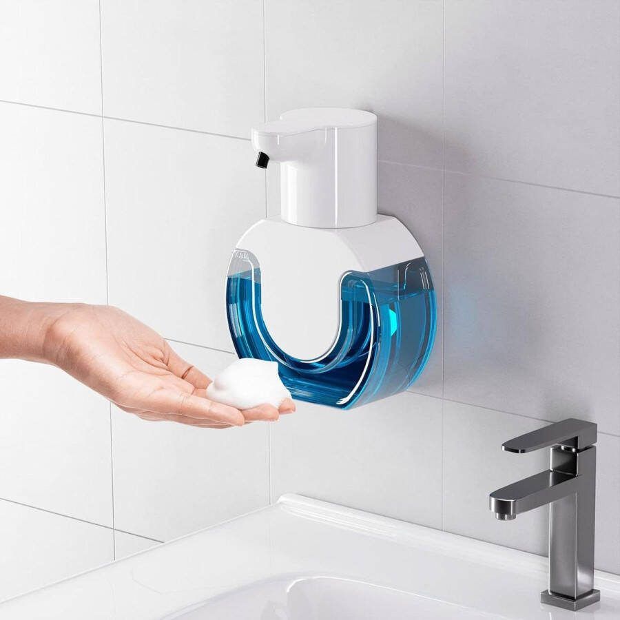 Automatische Zeepdispenser Wandgemonteerde Elektrische Zeepautomaat Zonder Aanraking Sensor Wit Zeepschuimdispenser Oplaadbaar via USB IPX5 Waterdicht 420 ml