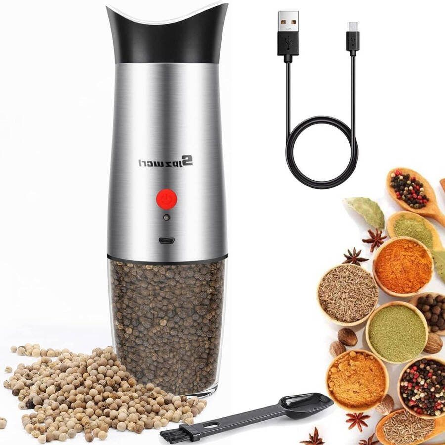 Automatische zwaartekrachtsensor Elektrische zoutmolen USB oplaadbaar instelbare grofheid éénhandige bediening wit licht Thanksgiving kerstcadeaus 1st