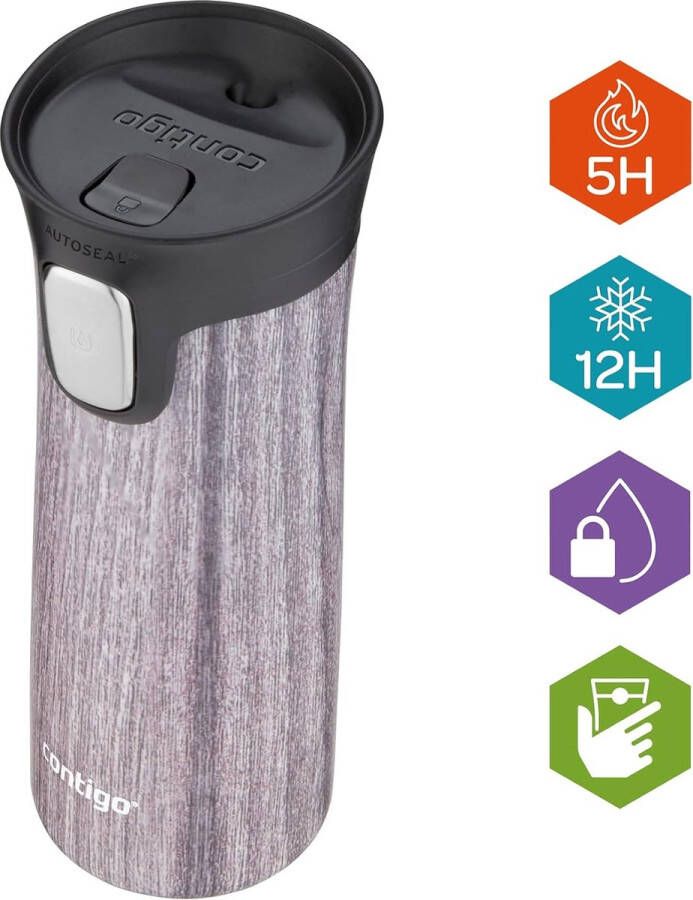 Autoseal thermosbeker roestvrijstalen beker-to-go isoleerbeker lekvrij koffiebeker-to-go Travel Mug met Easy-Clean-deksel BPA-vrij 420 ml