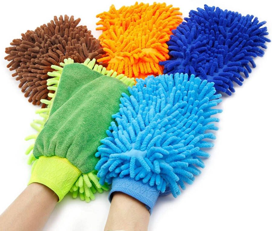 Autowashandschoen – Microvezel Schoonmaakhandschoen Dubbelzijdig Auto wassen 2 Stuks gemixte kleuren