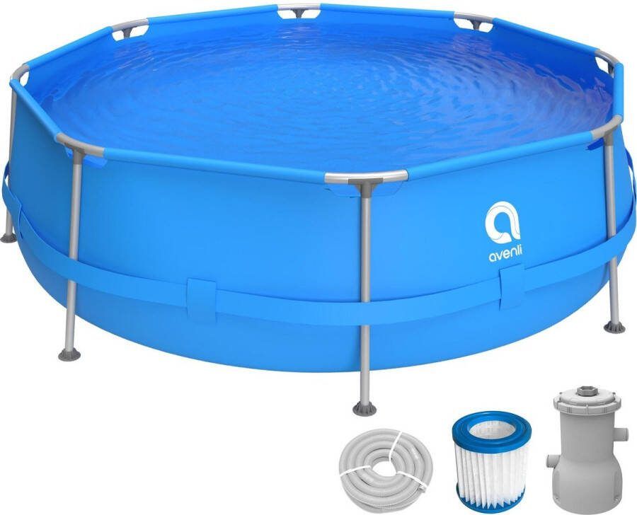 Avenli Frame Pool Set 300 x 76 cm Opzetzwembad rond met pomp blauw
