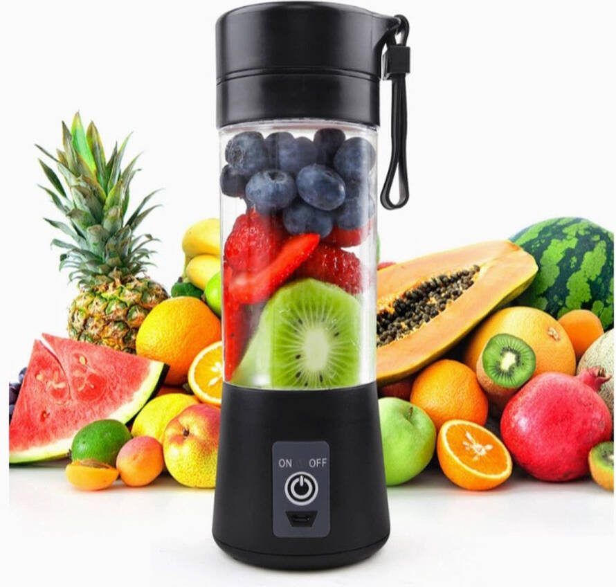 * AYASOUK * Draagbare blender van 380 ml voor shakes en smoothies: mini-blender USB-oplaadbare citruspers geschikt voor buitensporten reizen thuis. (ZWART)