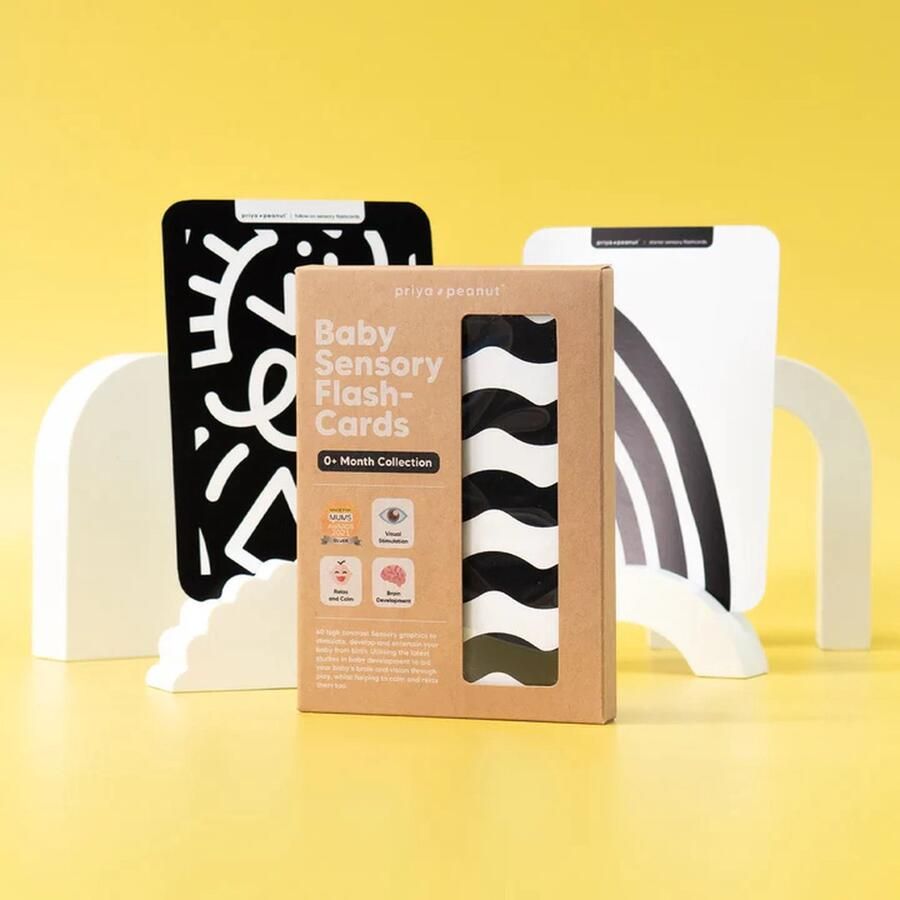 Priya & Peanut Baby 0+ Maand Sensorische Flashcards Zintuiglijke Flitskaarten 60 verschillende graphics