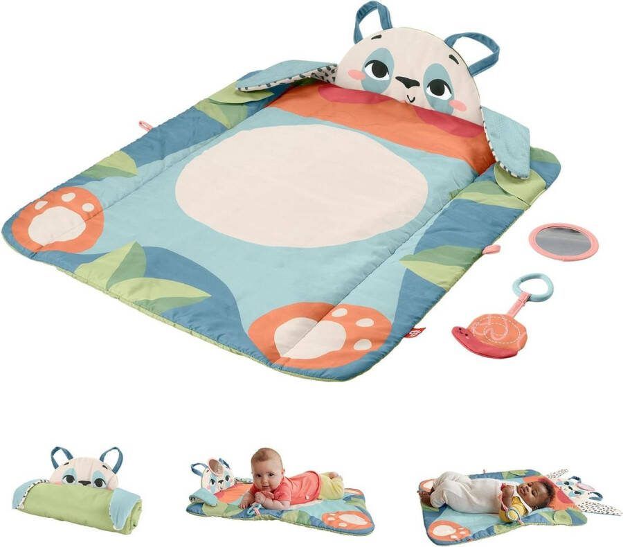 Baby activiteit speelmat Planet Friends Panda speel- en wiebelmat voor op de buik met speeltjes HKD65