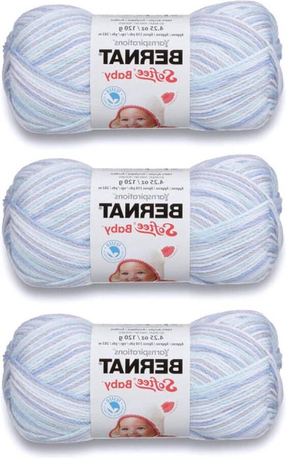 Baby Blauw Flanel Garen Softee 3 Pack 120g 4.25oz Acryl Licht DK (3) 300 Yards Breien-haken