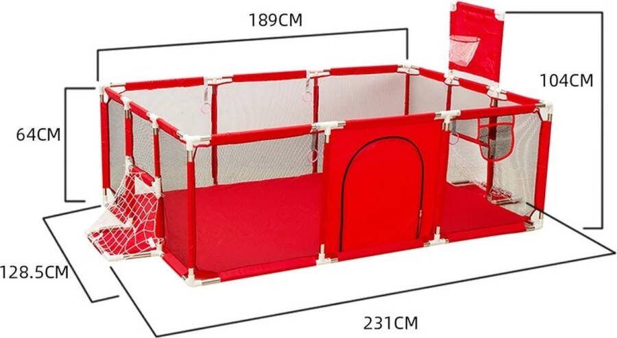Baby Boxen Indoor Baby Corralitos Veiligheidsbarrières Basketbal Baby Activiteit Gym Grote Parken Voor Baby Groundbox Hek Rood met voetbal goals