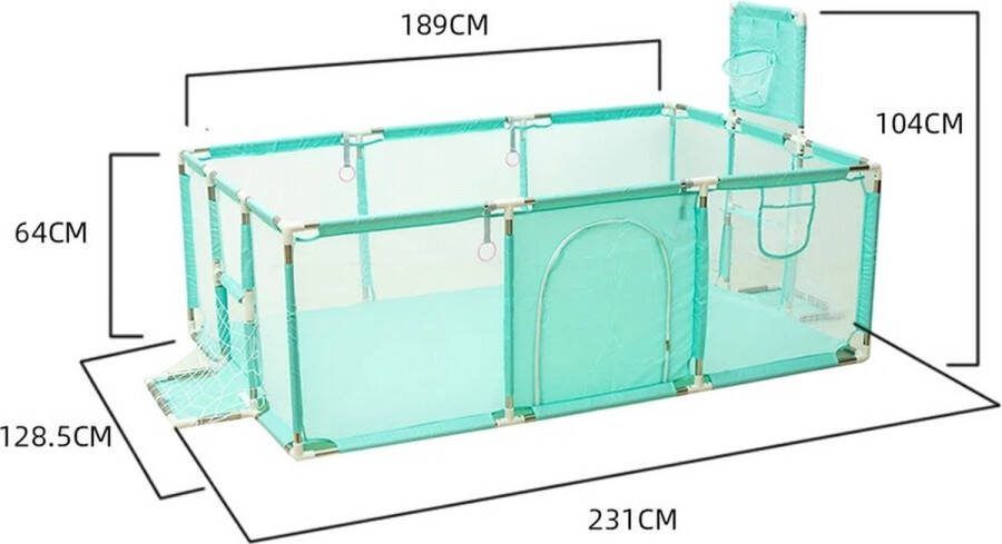 Baby Boxen Indoor Baby Corralitos Veiligheidsbarrières Basketbal Baby Activiteit Gym Grote Parken Voor Baby Groundbox Hek Groen met voetbal goals