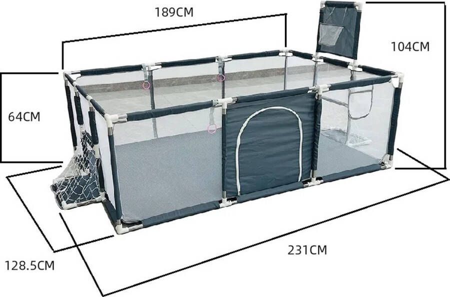 Baby Boxen Indoor Baby Corralitos Veiligheidsbarrières Basketbal Baby Activiteit Gym Grote Parken Voor Baby Groundbox Hek Donkergrijs met voetbal goals