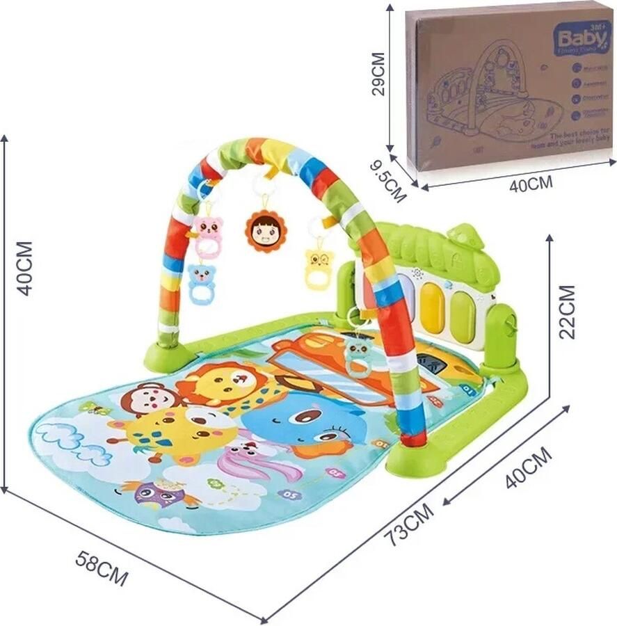 Baby Fitness Speelkleed met Muziek en Piano Activiteit Tapijt voor Pasgeborenen Kruipdekens met Pedalen en Educatief Baby Speelgoed voor 0-36 Maanden Eerste Ontwikkelingsspeelgoed