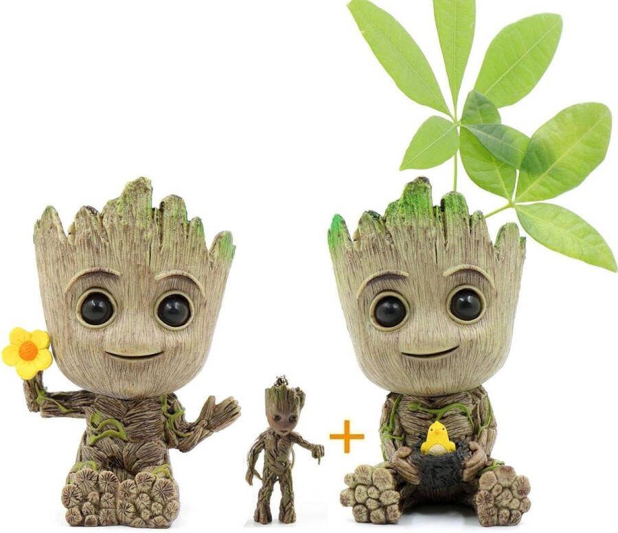 Baby Groot bloempot met sleutelhanger innovatief actiefiguur voor planten en pennenhouder planten decoratie figuur met drainagegat