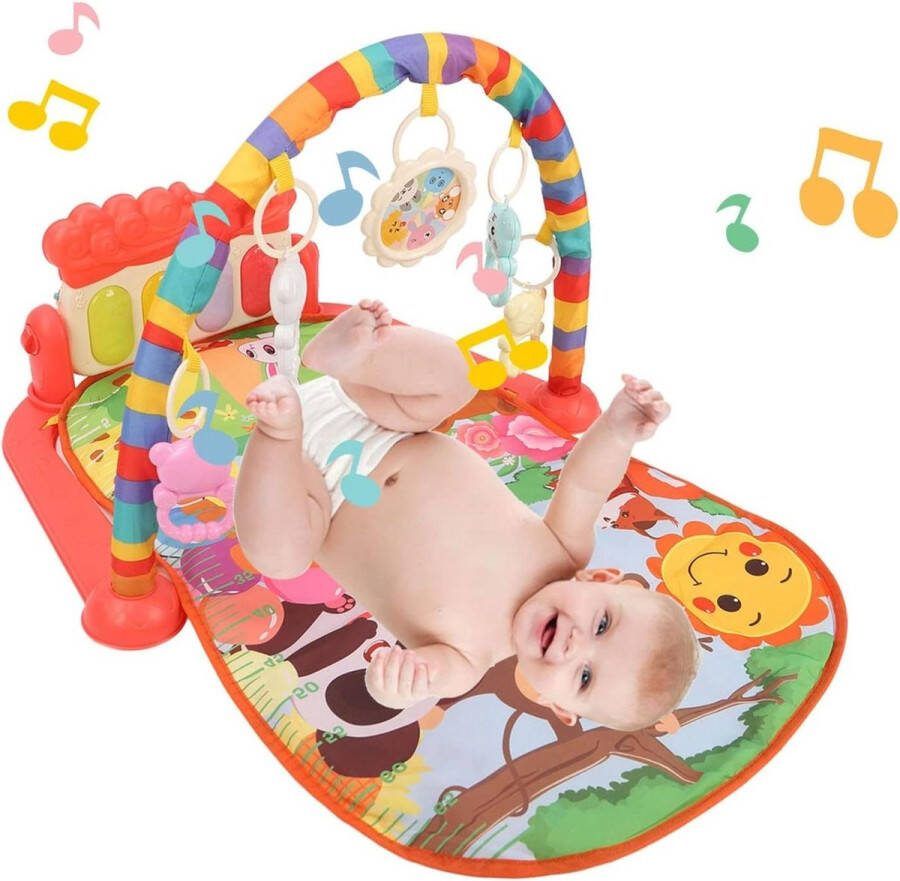 Baby Gym Piano Speelkleed Kick And Play Cartoon Forest Animal Pattern Muzikaal Licht Pasgeborenen Playmat