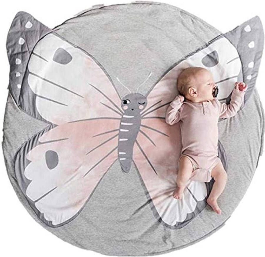 Baby Kruipmat Cartoon Dier Baby Speelkleed Speeldeken Katoen Zacht Slaapkleed voor Baby Kids 90CM (Vlinder)