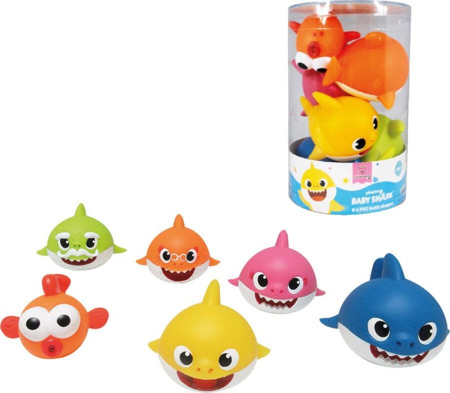Baby Shark 6 zachte pvc badeendjes