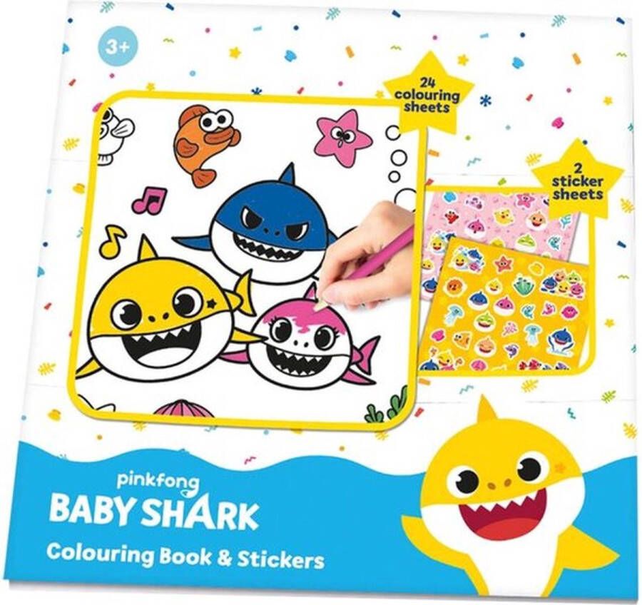 Baby Shark Kleur- en Stickerboek Multicolor Kleurboek Stickers