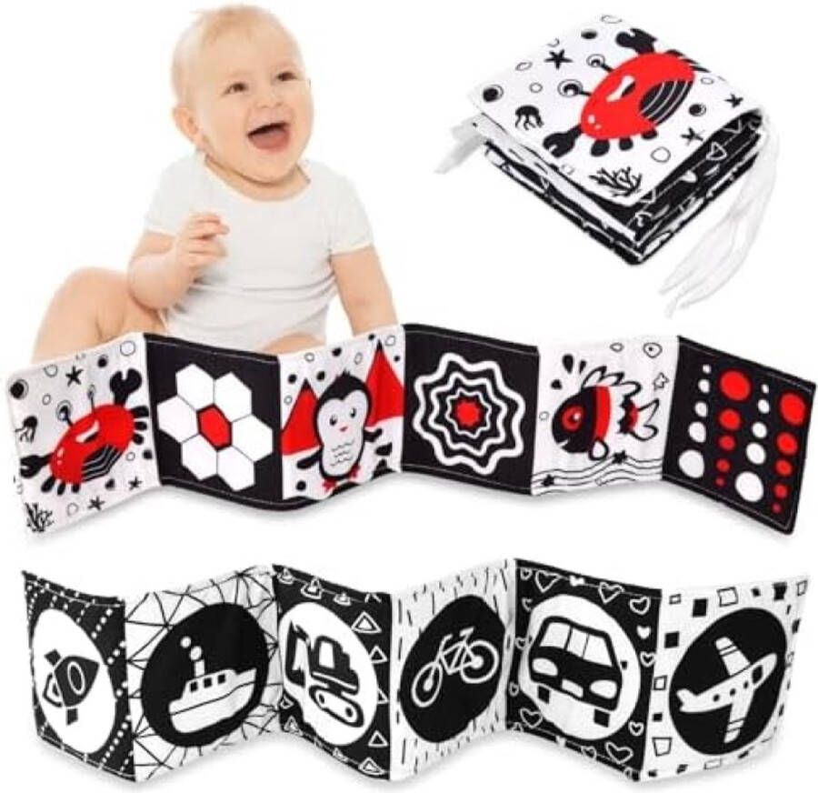 Baby soft fotoboek badboek doekboek knuffelboek speelboek stof met ritselpapier Zintuiglijke boeken contrasterende kleuren en patronen