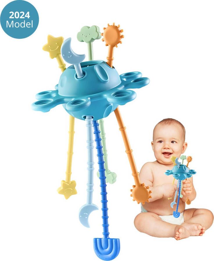 Baby Speelgoed 6 maanden Montessori speelgoed Kraamcadeau Educatief Speelgoed Kinderspeelgoed Badspeelgoed Bijtring Speelgoed voor in de auto Blauw