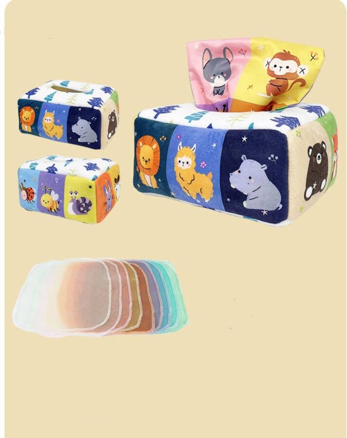 Baby speelgoed fijne motoriek montessori baby tissue box baby dieren
