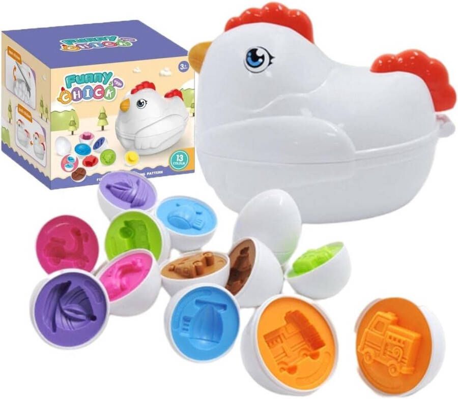 Baby Speelgoed Montessori Kip met eieren Sensorisch Speelgoed Ontwikkeling Fijne Motoriek – Peuters – vanaf 18 maanden Hoogwaardige kwaliteit – Educatief – Eieren sorteren –Vormen en kleuren – Speelgoed peuters – Ontwikkelingsspeelgoed