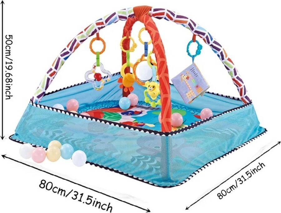 Baby Speelkleed speelgoed baby 0 jaar Baby Gym Leerzaam Spelen met hangers 80 x 80 x 50 cm blauw