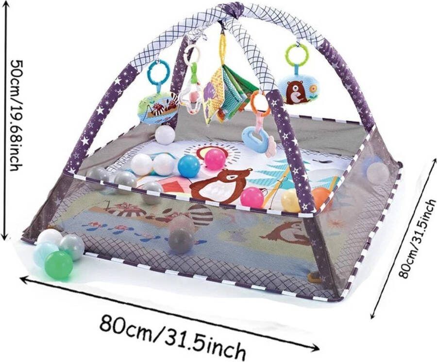 Baby Speelkleed speelgoed baby 0 jaar Baby Gym Leerzaam Spelen met hangers 80 x 80 x 50 cm Grijs