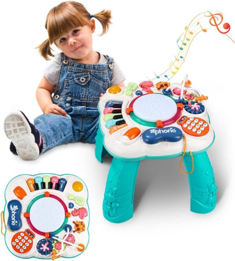Baby Speeltafel 6 in 1 Motoriek Speelgoed Baby Muziekinstrumenten met Geluid Activiteits Tafeltje 1 2 3 jaar