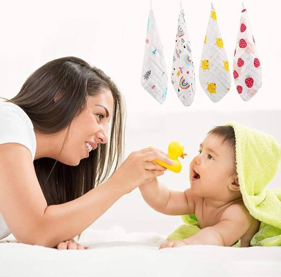 Baby Washandjes Soft Mousseline-washandje voor baby's Gezichtshanddoeken voor pasgeborenen met een gevoelige huid 10
