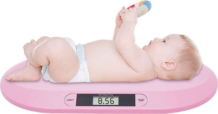 A&K Baby Weegschaal Digitaal Multifunctioneel Babyweegschaal Inclusief batterijen – Personenweegschaal Dierenweegschaal Roze