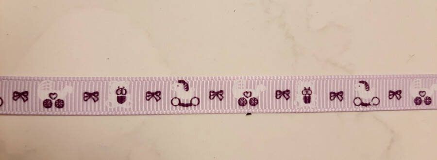 B.M. Ricami Italy 1 cm breed babylint baby band 100% polyester 2 5 m italiaanse kwaliteit stofband lila paars hobbelpaard strik kinderwagen geboorte kraamcadeau diy lint
