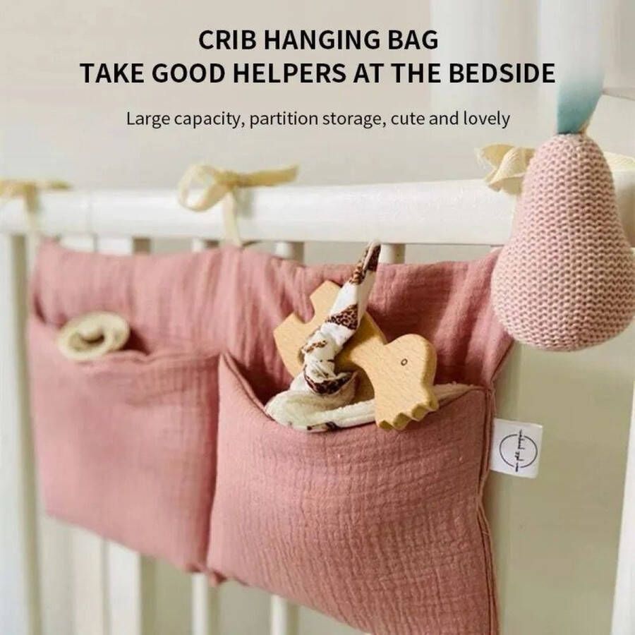 Babybed Opbergtas Praktische Organizer van Puur Katoen met Dubbel Compartiment Stijlvol