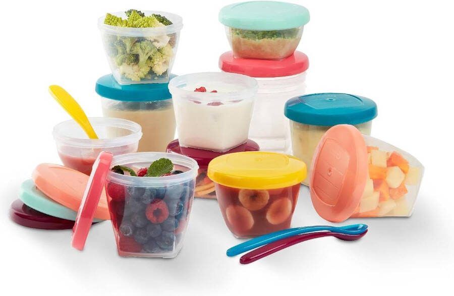 Babybols Bewaardoosjes 15-Delig met Flexibele Lepels Meerkleurig voor Babyvoeding